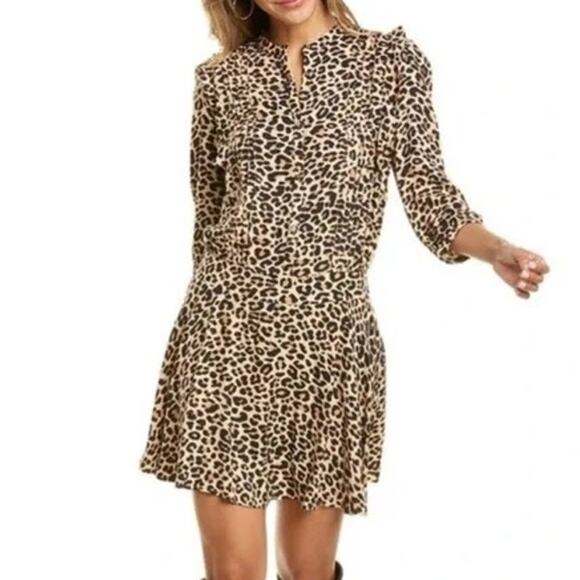 Zadig & Voltaire Remo Leo Leopard Print Mini Dress Size Small - Picture 1 of 7